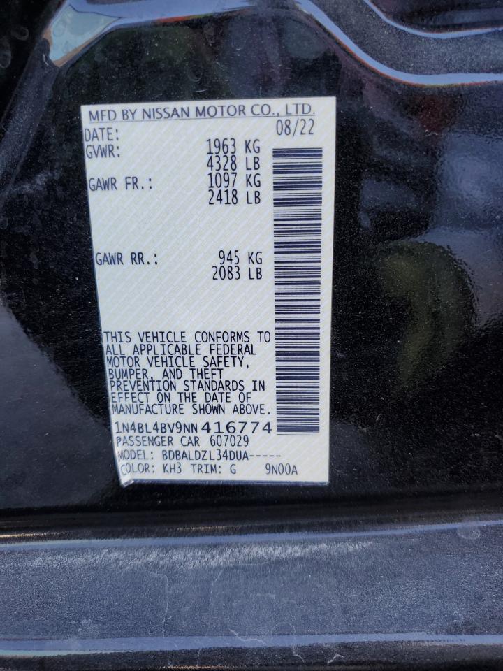 2022 NISSAN ALTIMA S VIN:1N4BL4BV9NN416774