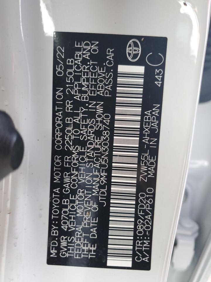 2022 TOYOTA PRIUS LE VIN:JTDL9MFU5N3038740