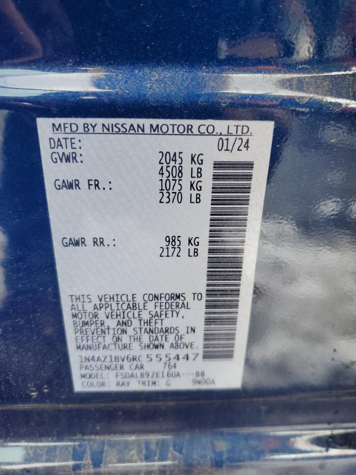 2024 NISSAN LEAF S VIN:1N4AZ1BV6RC555447