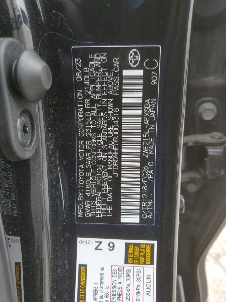 2024 TOYOTA COROLLA LE VIN:JTDBDMHE0RJ004318