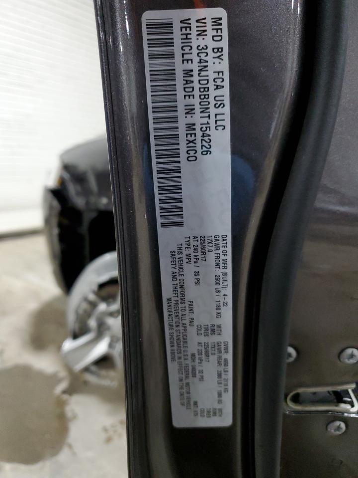 2022 JEEP COMPASS LATITUDE VIN:3C4NJDBB0NT154226