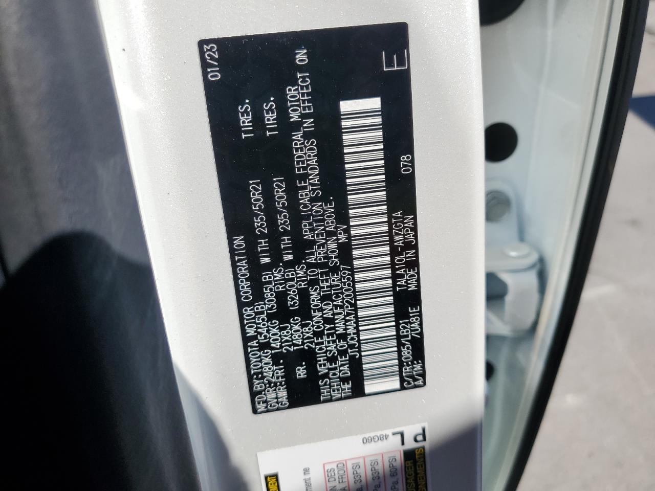 2023 LEXUS RX 350 PREMIUM VIN:JTJCHMAA7P2005597