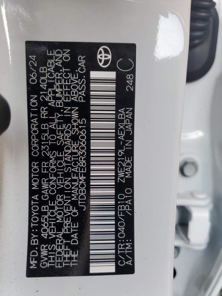 2024 TOYOTA COROLLA LE VIN:JTDBCMFE8R3060615