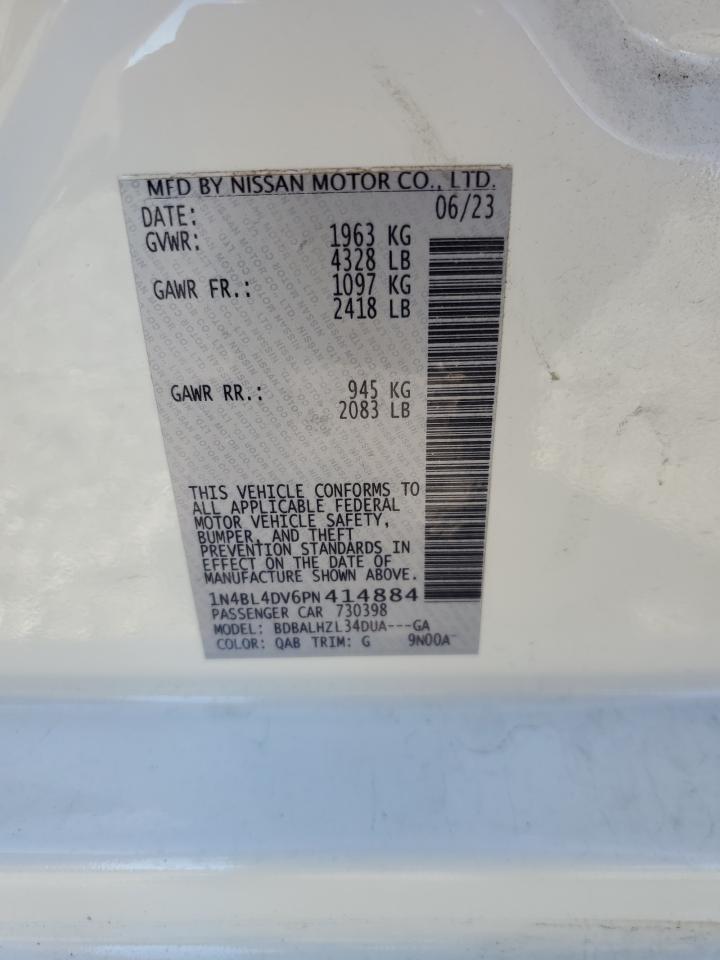 2023 NISSAN ALTIMA SV VIN:1N4BL4DV6PN414884