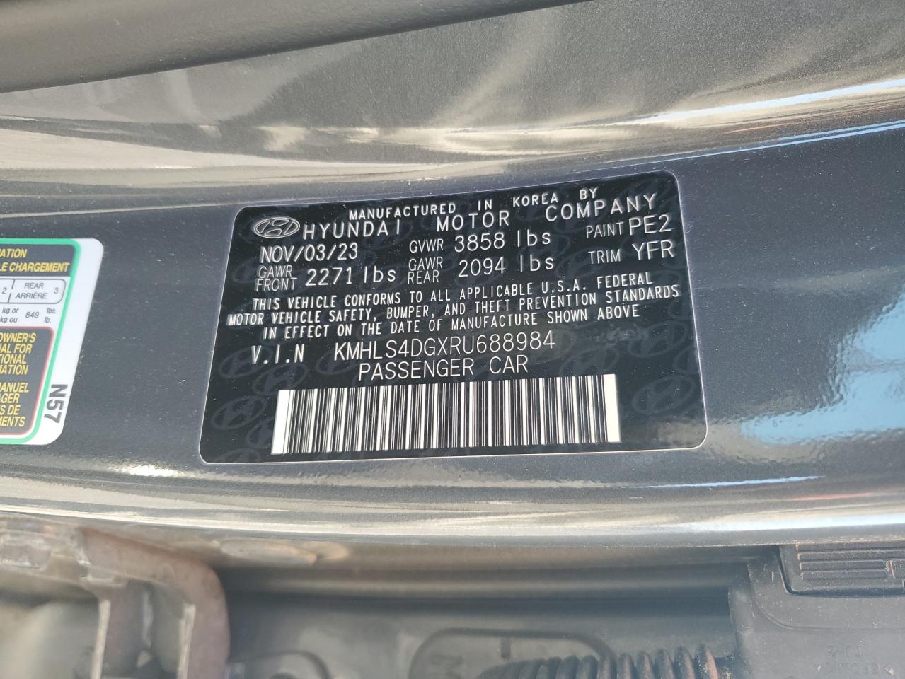 2024 HYUNDAI ELANTRA SEL VIN:KMHLS4DGXRU688984