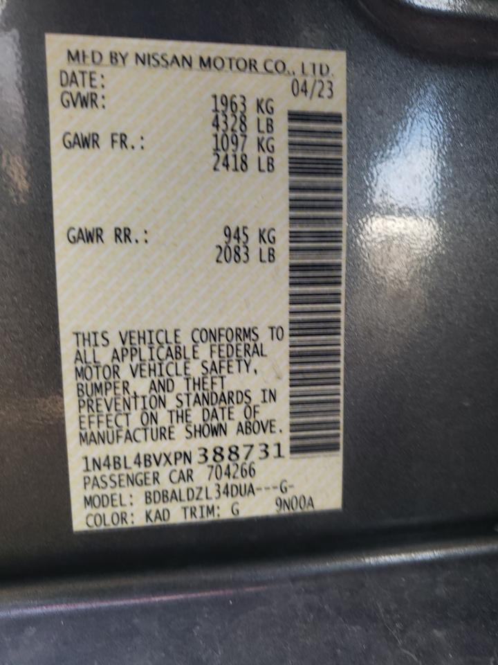 2023 NISSAN ALTIMA S VIN:1N4BL4BVXPN388731