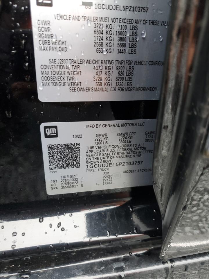 2023 CHEVROLET SILVERADO K1500 HIGH COUNTRY VIN:1GCUDJEL5PZ103757