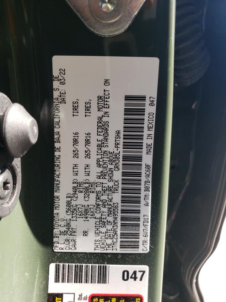 2022 TOYOTA TACOMA DOUBLE CAB VIN:3TMCZ5AN3NM495583