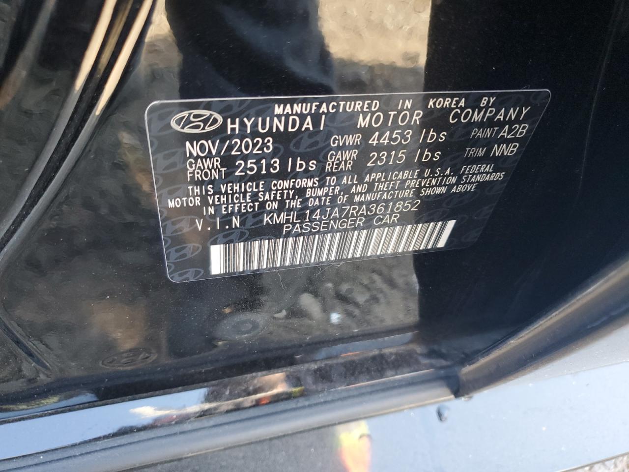 2024 HYUNDAI SONATA SEL VIN:KMHL14JA7RA361852