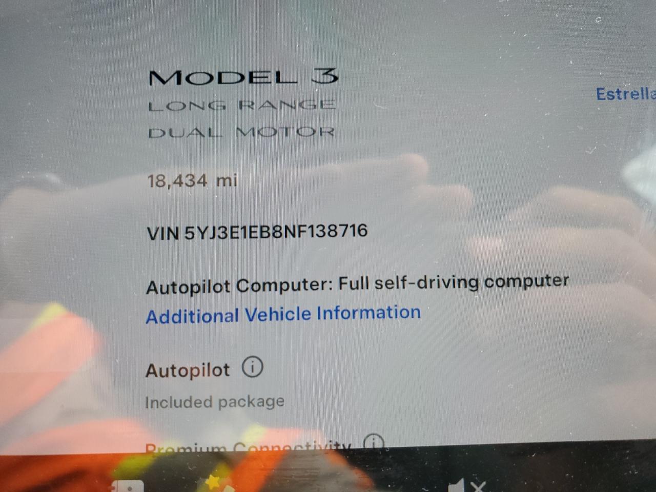 2022 TESLA MODEL 3  VIN:5YJ3E1EB8NF138716