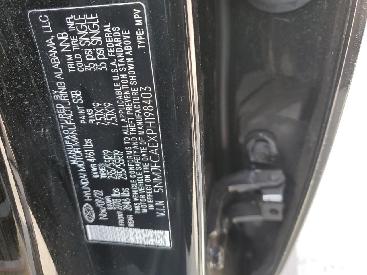 2023 HYUNDAI TUCSON SEL VIN:5NMJFCAEXPH198403