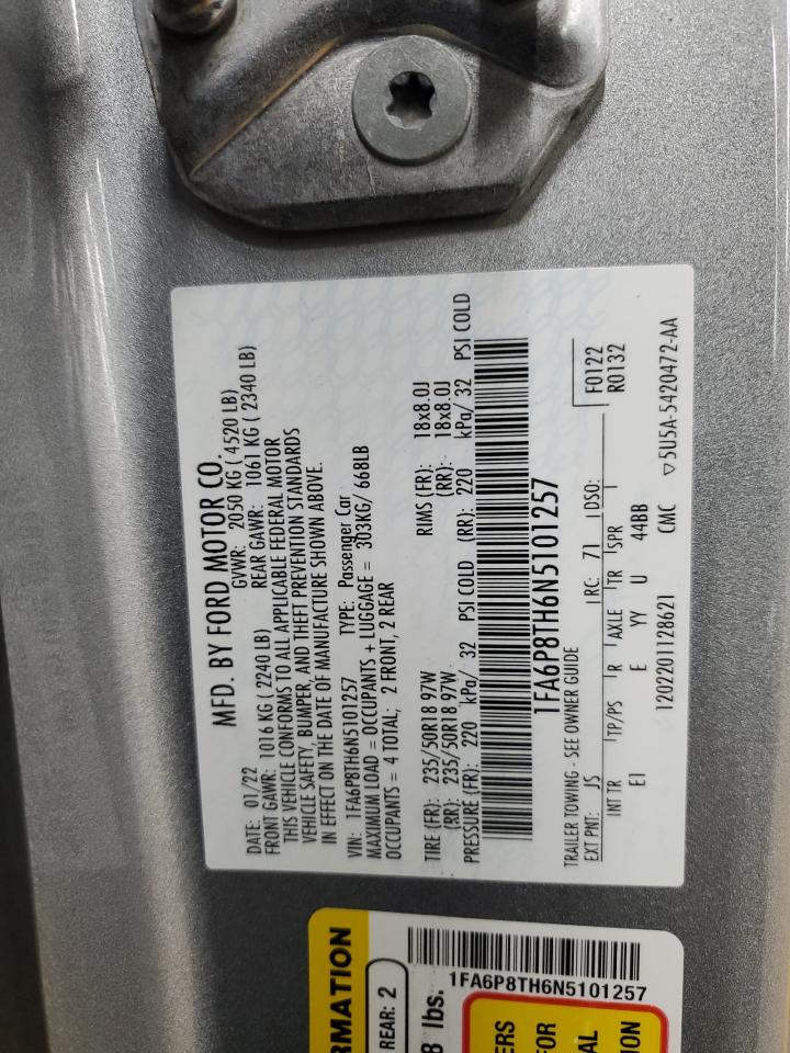 2022 FORD MUSTANG  VIN:1FA6P8TH6N5101257