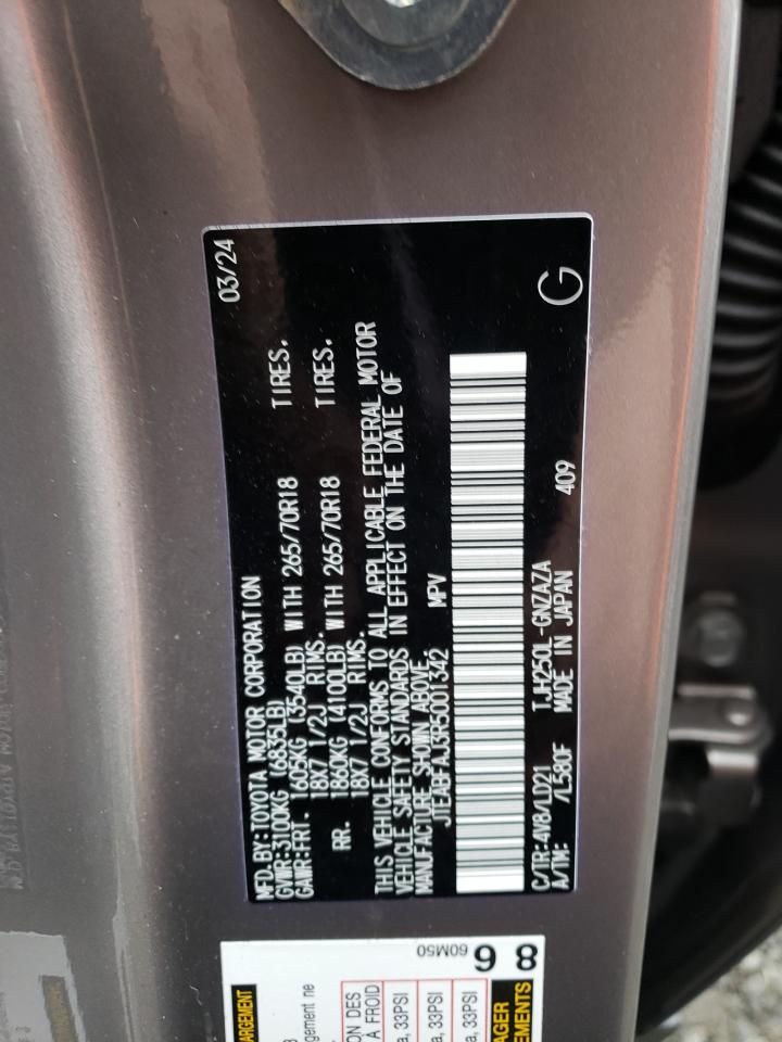 2024 TOYOTA LAND CRUISER BASE VIN:JTEABFAJ3R5001342