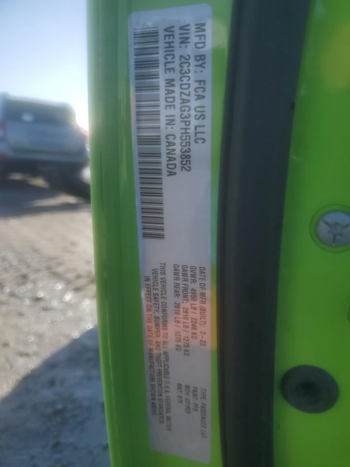 2023 DODGE CHALLENGER SXT VIN:2C3CDZAG3PH553852