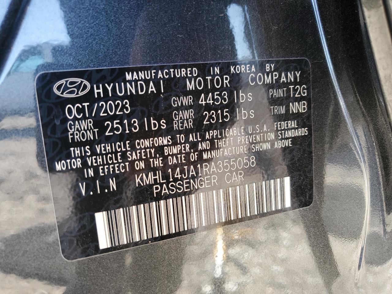 2024 HYUNDAI SONATA SEL VIN:KMHL14JA1RA355058