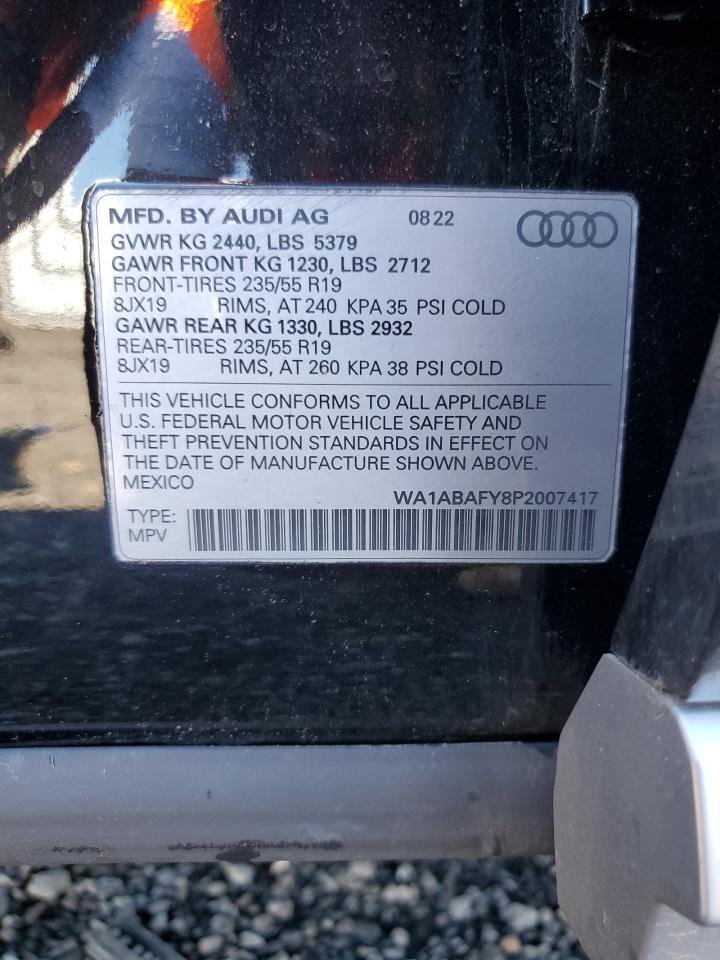 2023 AUDI Q5 PREMIUM 40 VIN:WA1ABAFY8P2007417