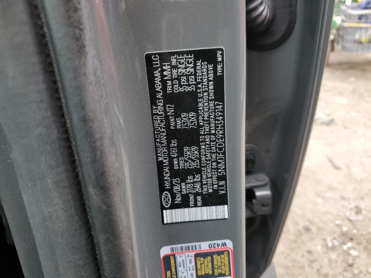 2024 HYUNDAI TUCSON SEL VIN:5NMJFCDE9RH349147