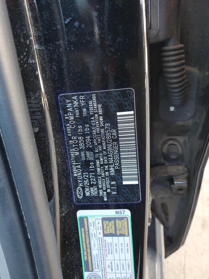 2022 HYUNDAI ELANTRA SEL VIN:KMHLN4AG9NU288579
