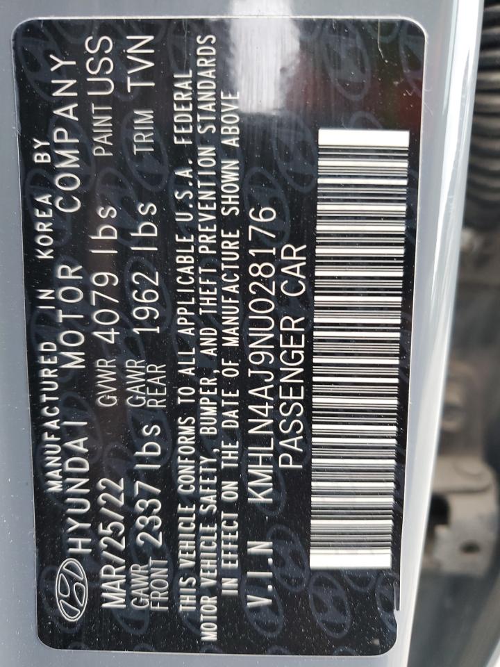 2022 HYUNDAI ELANTRA LIMITED VIN:KMHLN4AJ9NU028176