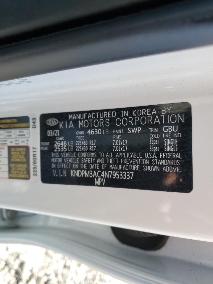 2022 KIA SPORTAGE LX VIN:KNDPM3AC4N7953337