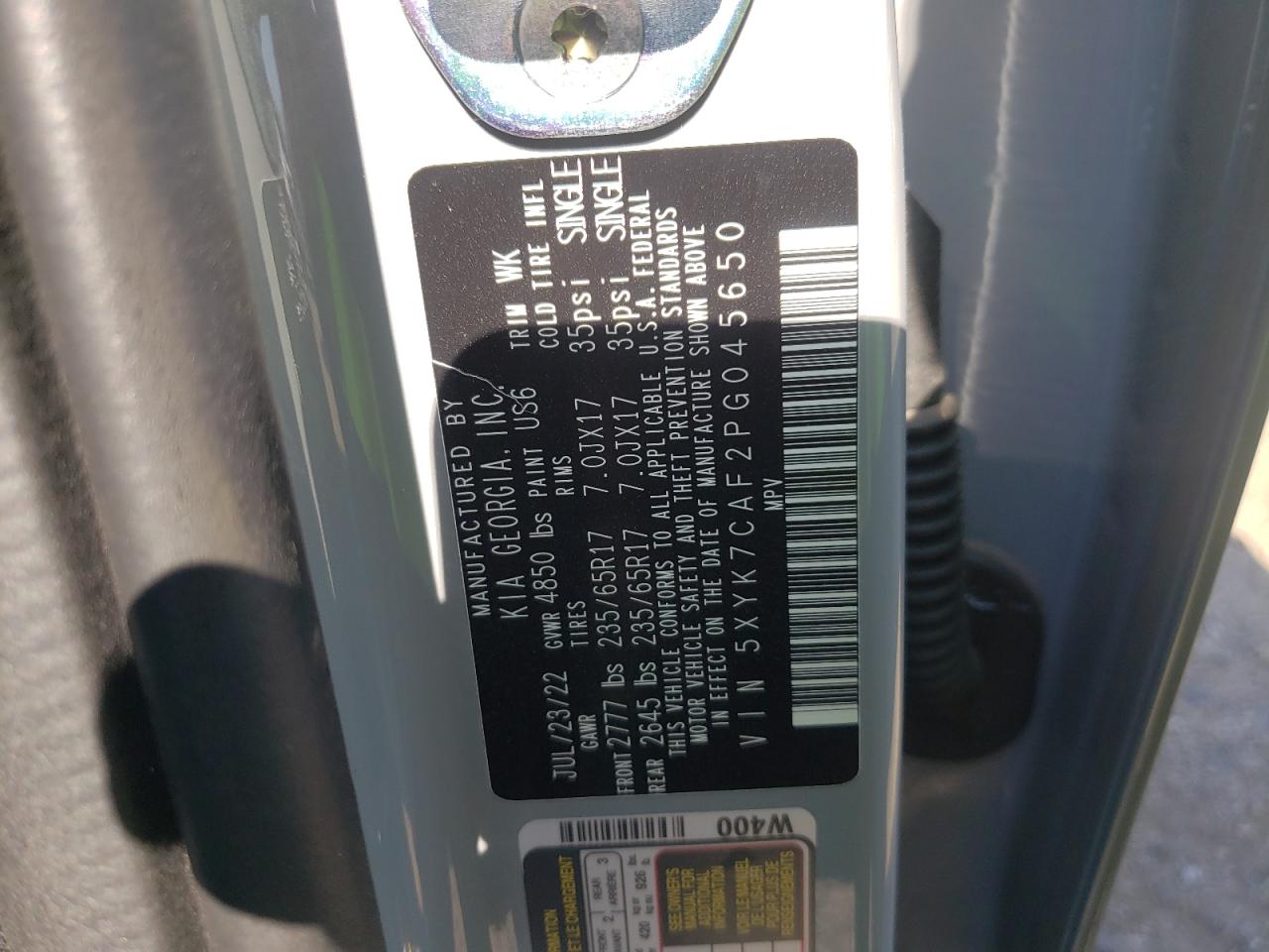 2023 KIA SPORTAGE X-PRO VIN:5XYK7CAF2PG045650