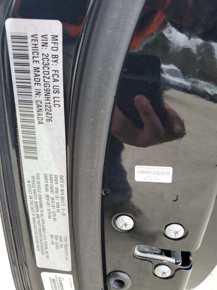 2022 DODGE CHALLENGER GT VIN:2C3CDZJG9NH122476