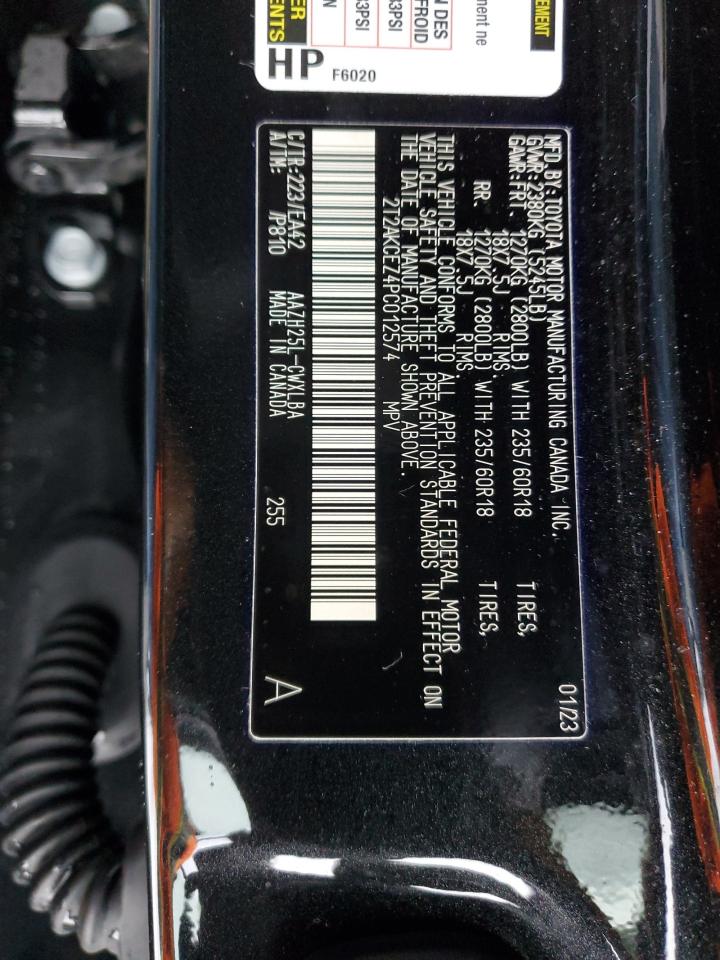2023 LEXUS NX 350H VIN:2T2AKCEZ4PC012574