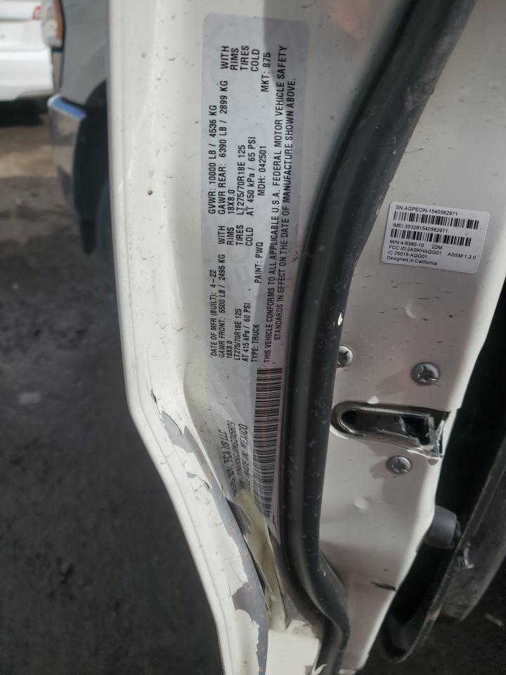 2022 RAM 2500 LONGHORN VIN:3C6UR5GJ8NG245609