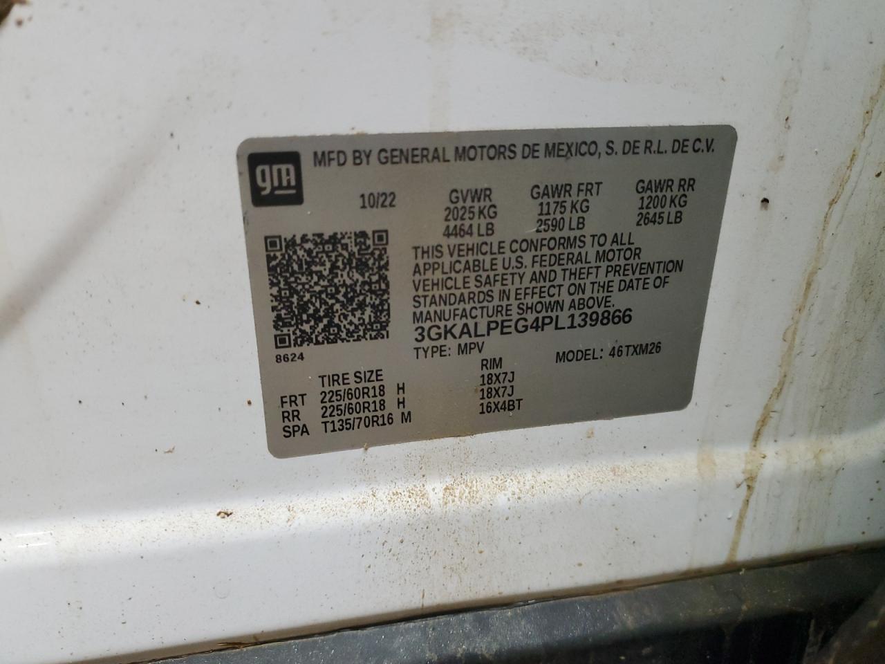 2023 GMC TERRAIN SLT VIN:3GKALPEG4PL139866