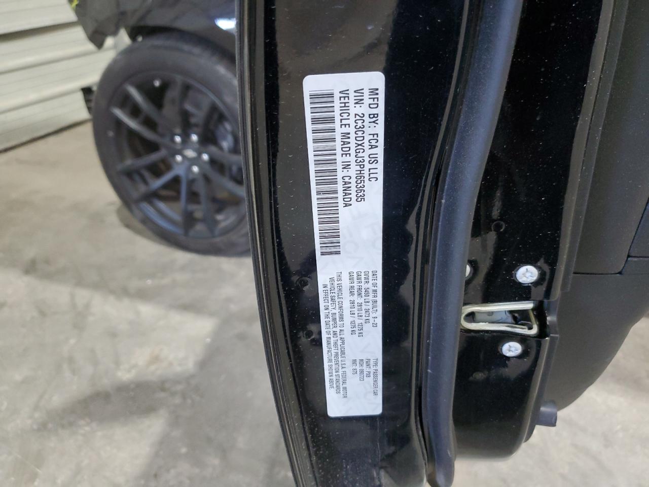 2023 DODGE CHARGER SCAT PACK VIN:2C3CDXGJ3PH653635