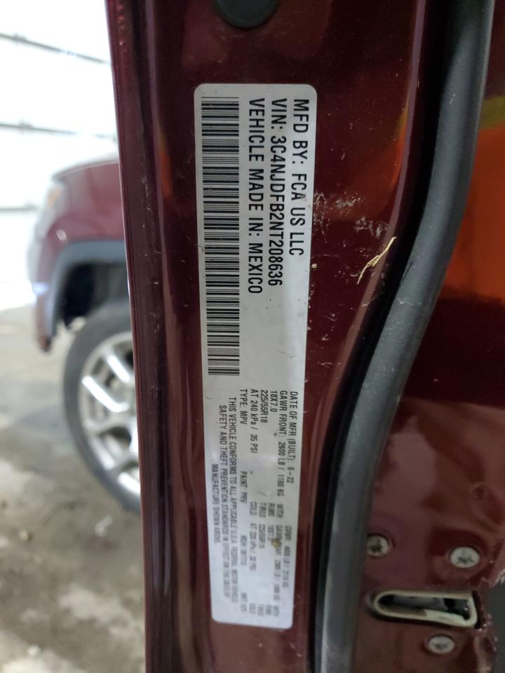 2022 JEEP COMPASS LATITUDE LUX VIN:3C4NJDFB2NT208636