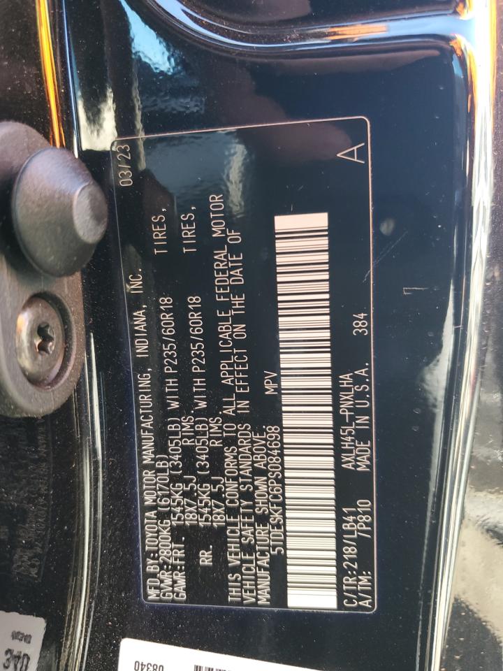 2023 TOYOTA SIENNA LIMITED VIN:5TDESKFC6PS084698