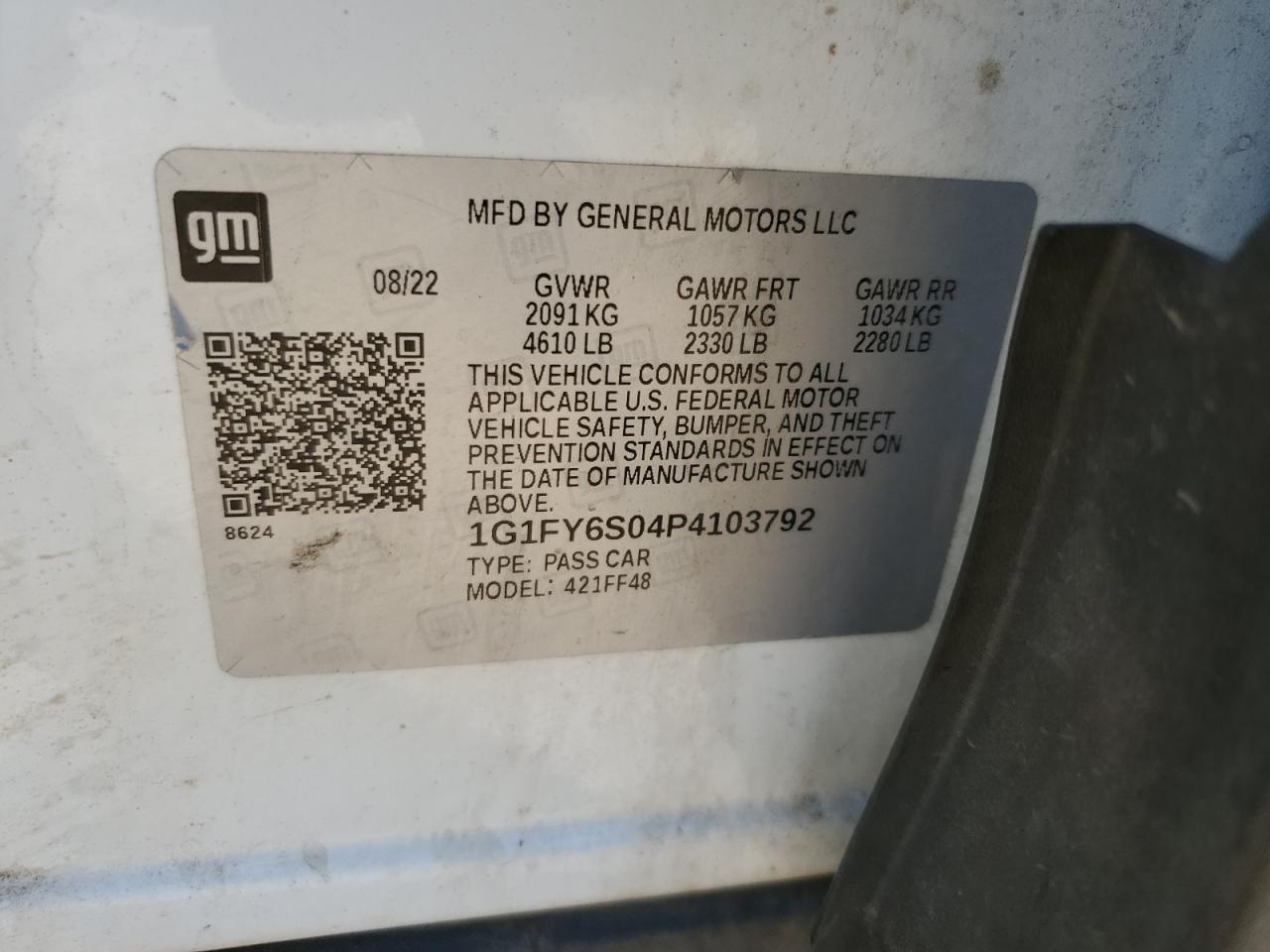 2023 CHEVROLET BOLT EUV LT VIN:1G1FY6S04P4103792