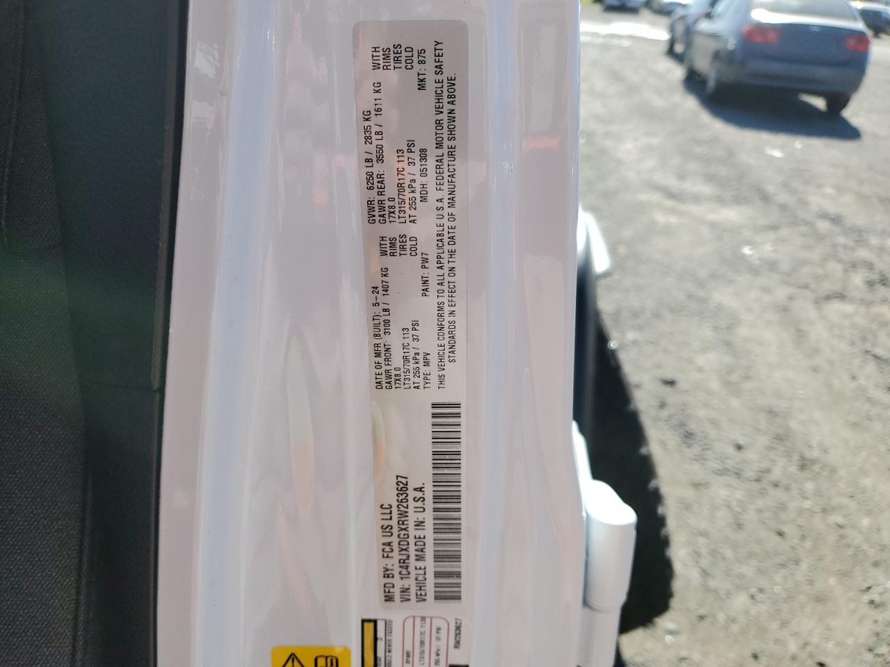2024 JEEP WRANGLER SPORT VIN:1C4RJXDGXRW263627