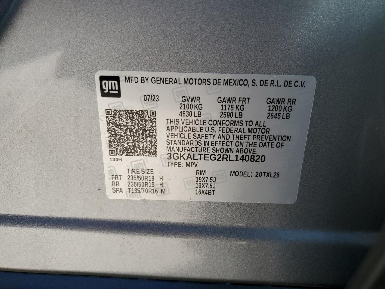 2024 GMC TERRAIN SLE VIN:3GKALTEG2RL140820