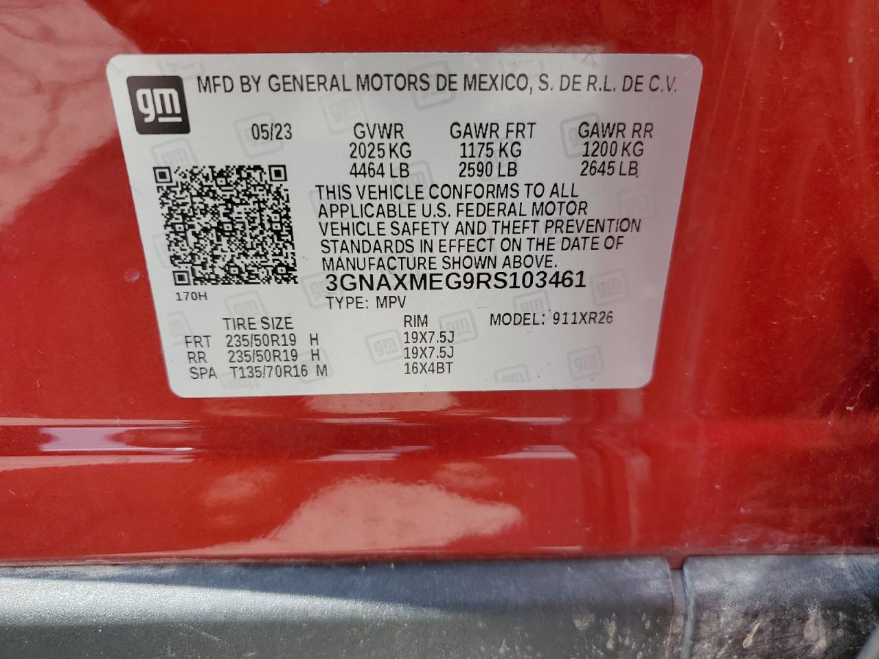 2024 CHEVROLET EQUINOX RS VIN:3GNAXMEG9RS103461