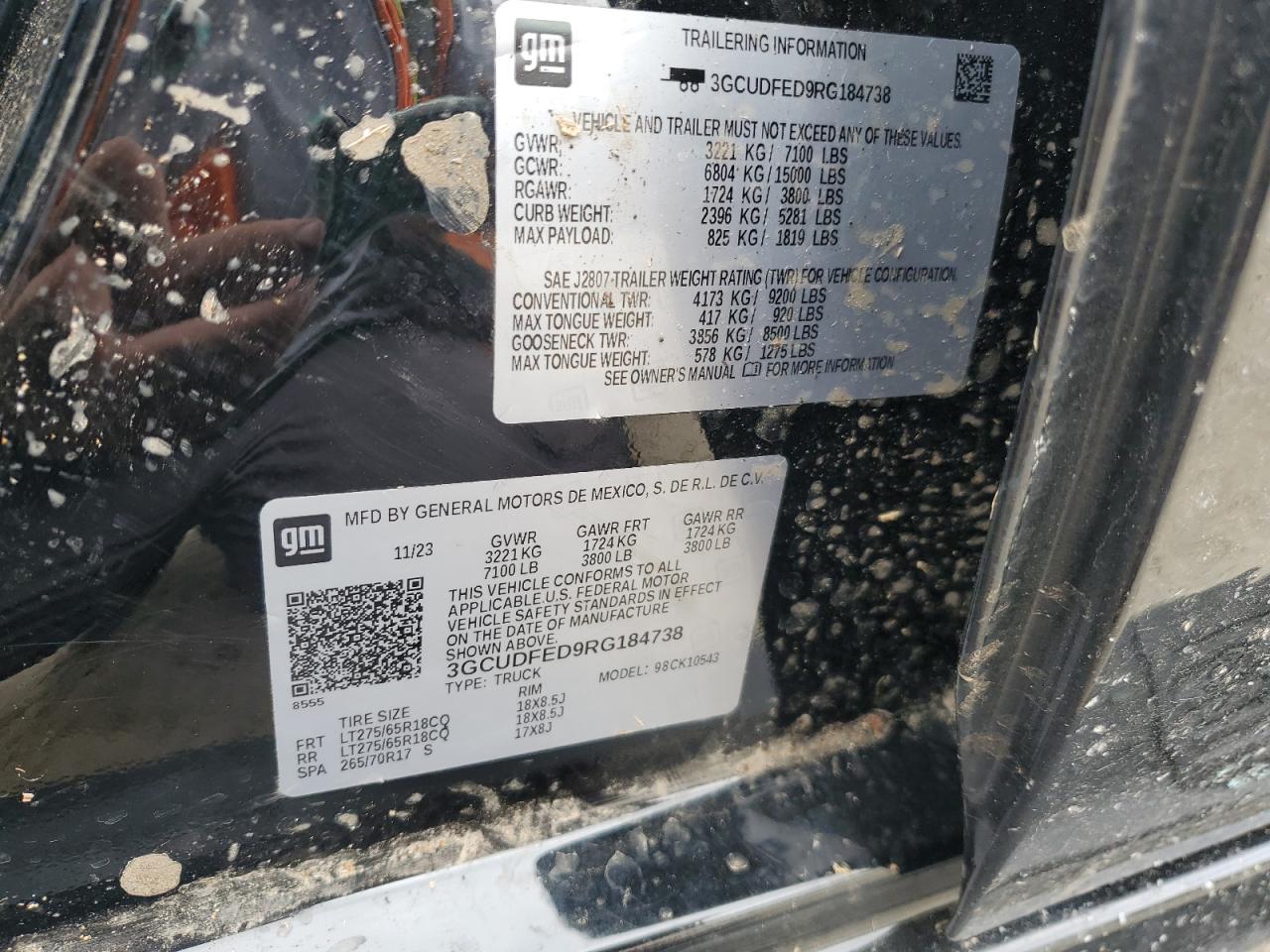 2024 CHEVROLET SILVERADO K1500 LT TRAIL BOSS VIN:3GCUDFED9RG184738