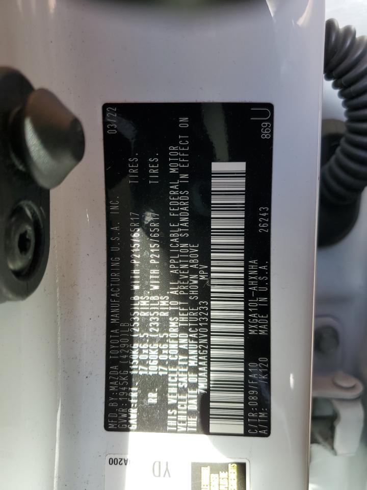 2022 TOYOTA COROLLA CROSS L VIN:7MUAAAAG2NV013233