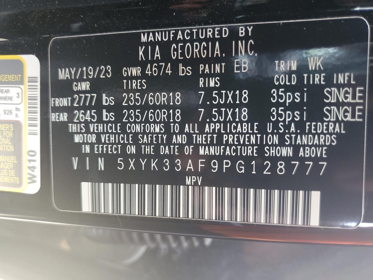 2023 KIA SPORTAGE EX VIN:WP0AA2A8XNS255297