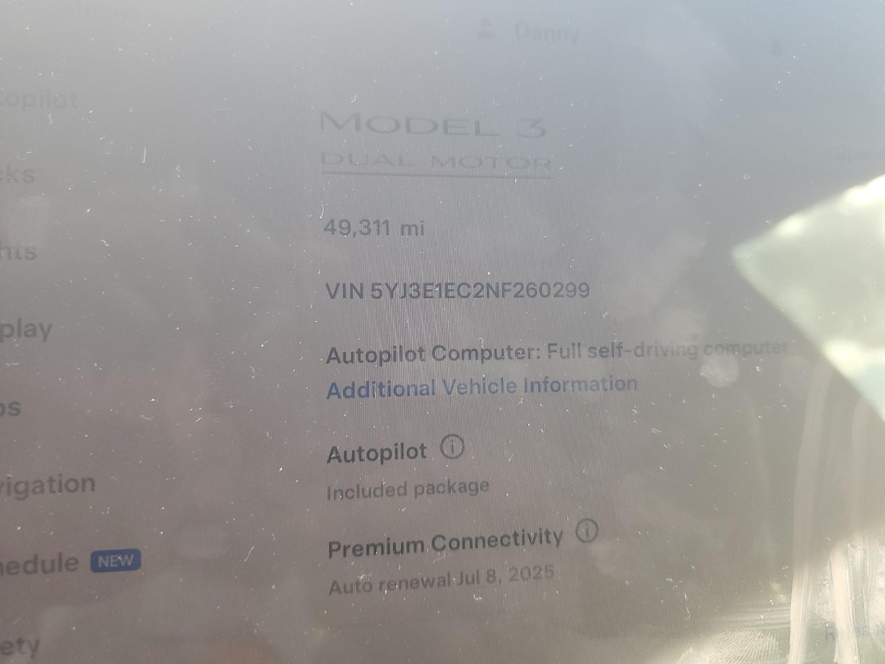 2022 TESLA MODEL 3  VIN:5YJ3E1EC2NF260299