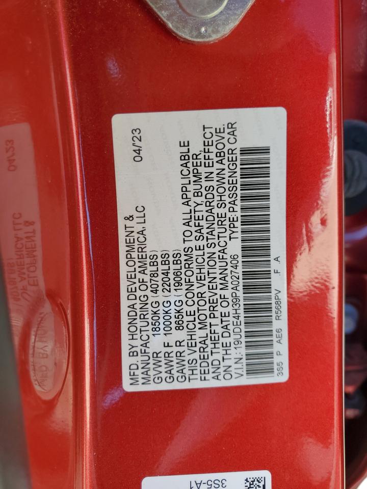 2023 ACURA INTEGRA A-SPEC VIN:19UDE4H39PA027406