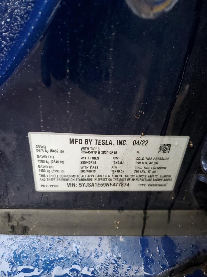 2022 TESLA MODEL S  VIN:4S4BTAECXL3223962