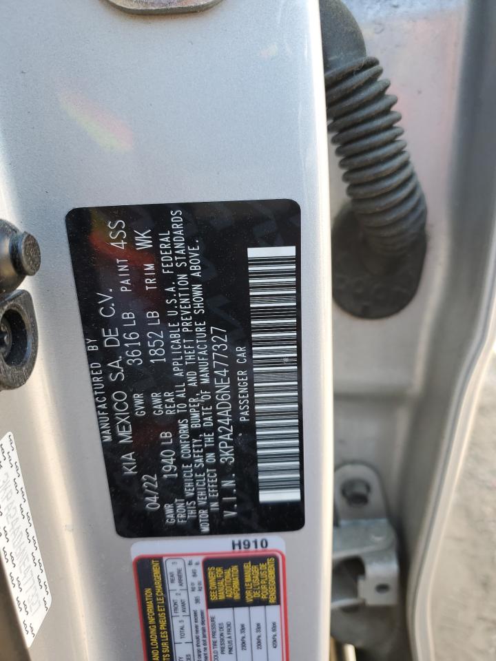 2022 KIA RIO LX VIN:3KPA24AD6NE477327