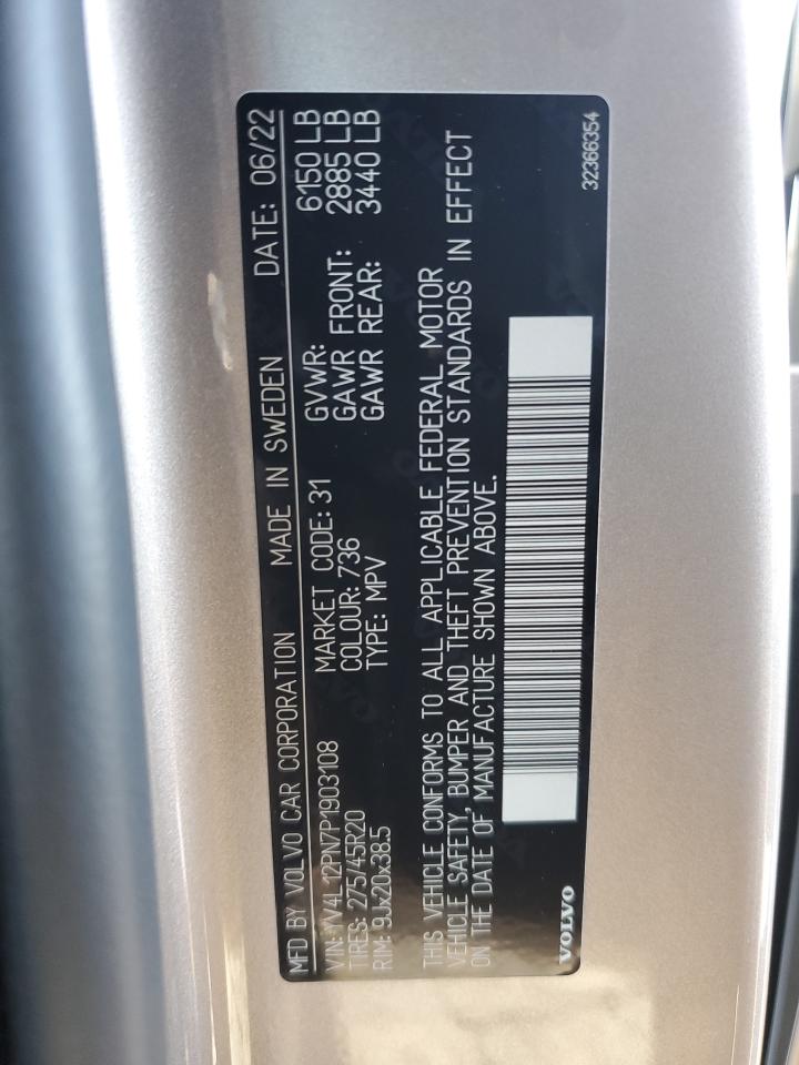 2023 VOLVO XC90 PLUS VIN:YV4L12PN7P1903108