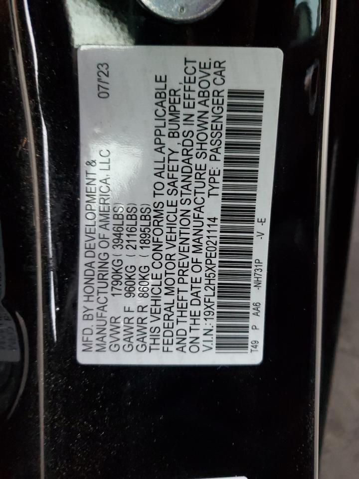 2023 HONDA CIVIC LX VIN:19XFL2H5XPE021114