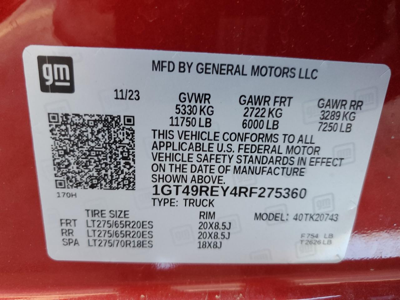 2024 GMC SIERRA K2500 DENALI VIN:1GT49REY4RF275360