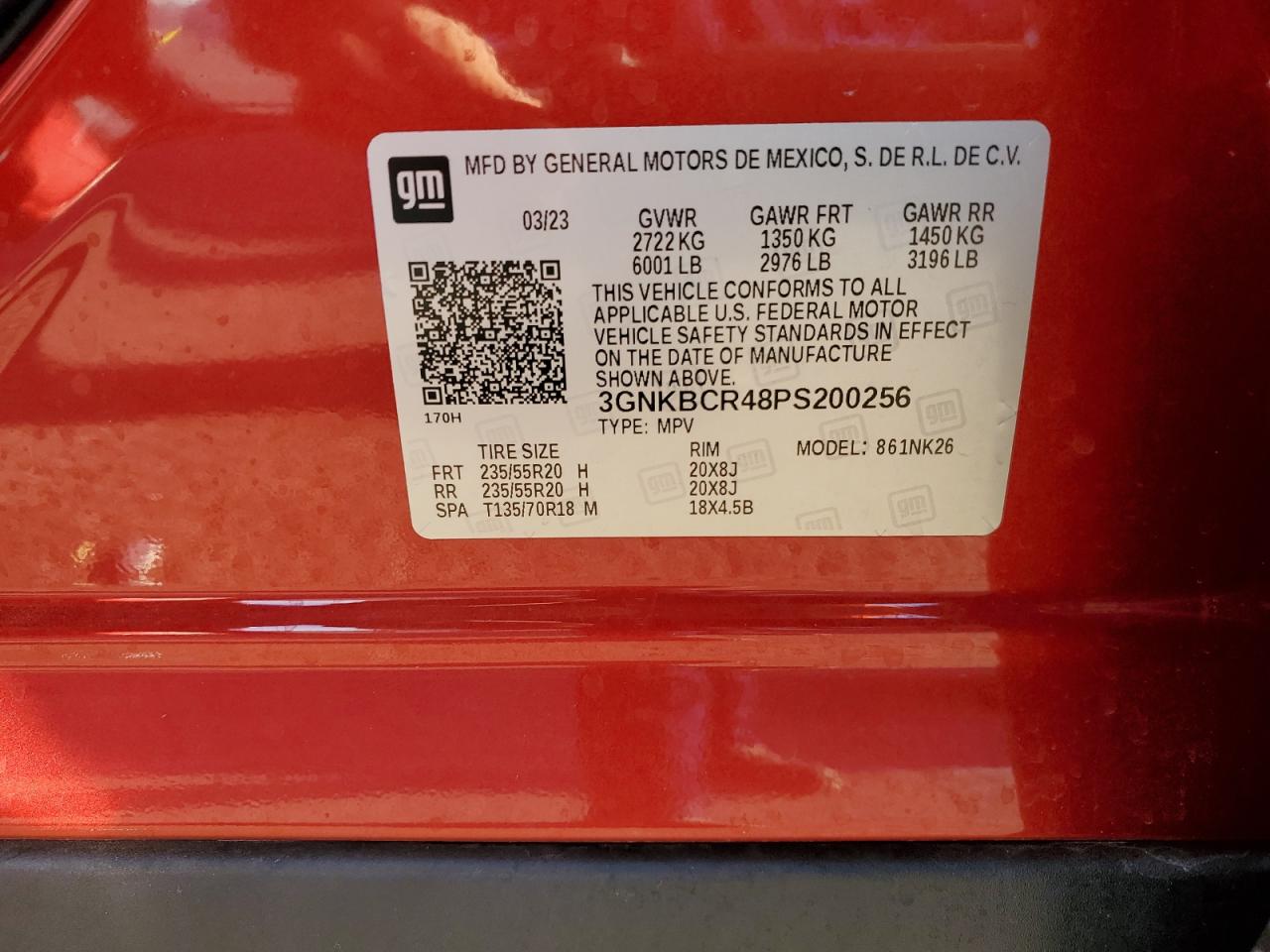 2023 CHEVROLET BLAZER 2LT VIN:3GNKBCR48PS200256