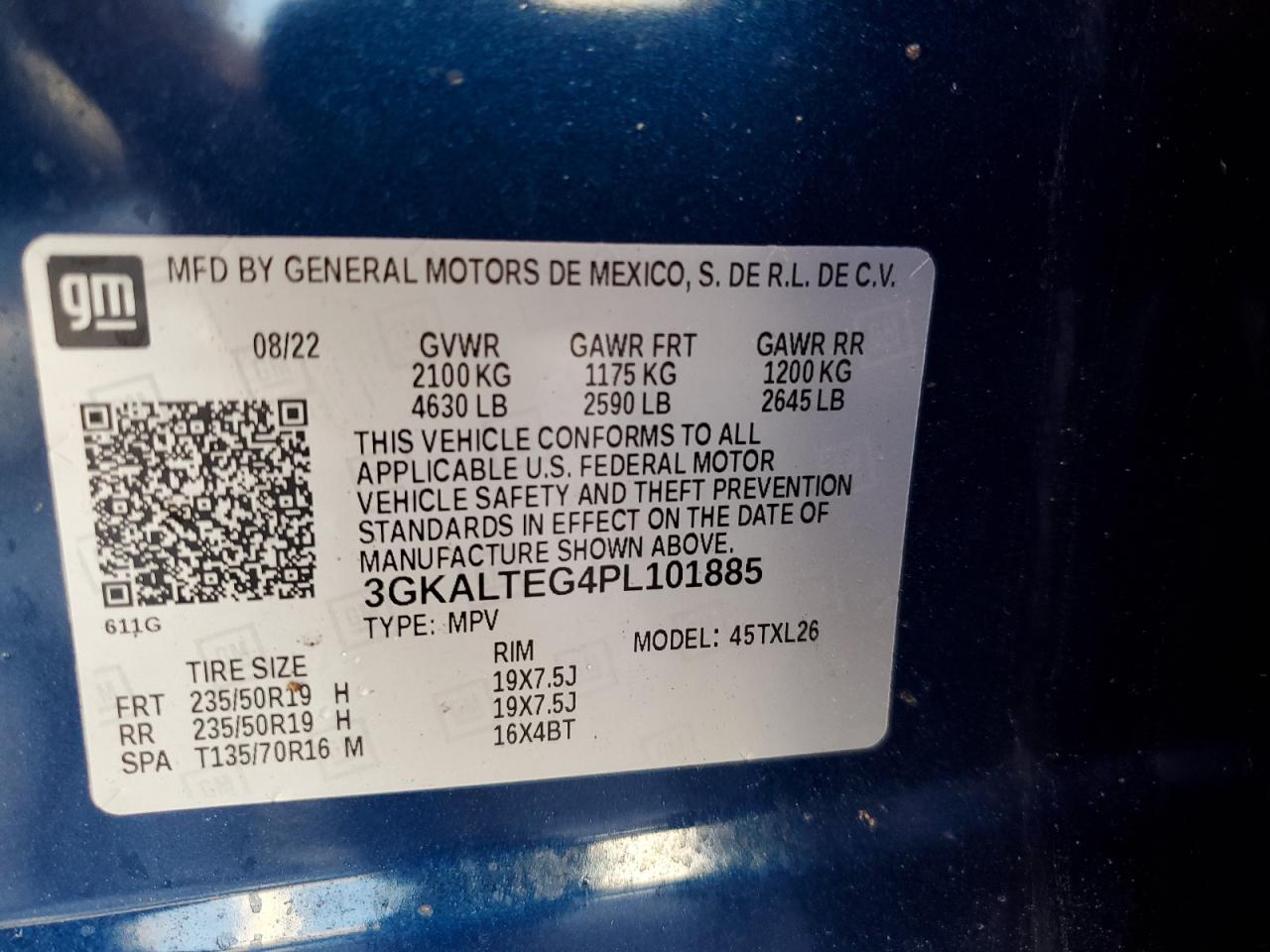 2023 GMC TERRAIN SLE VIN:3GKALTEG4PL101885