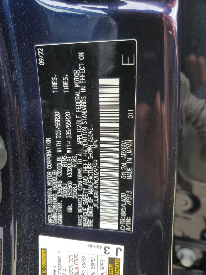 2022 LEXUS RX 450H L LUXURY VIN:JTJJGKFA7N2029399