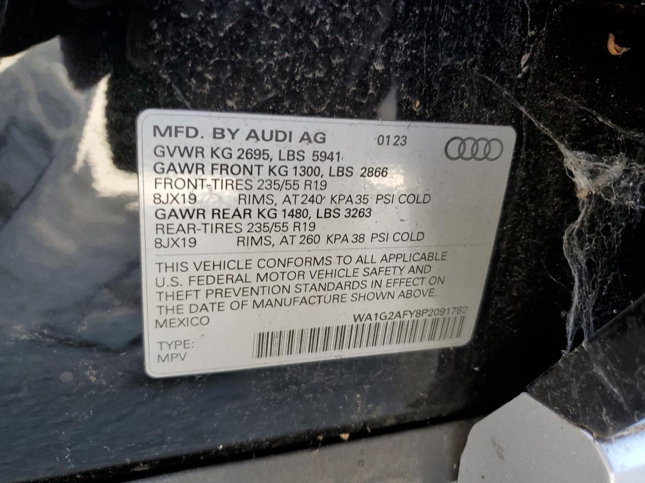 2023 AUDI Q5 E PREMIUM 55 VIN:WA1G2AFY8P2091782